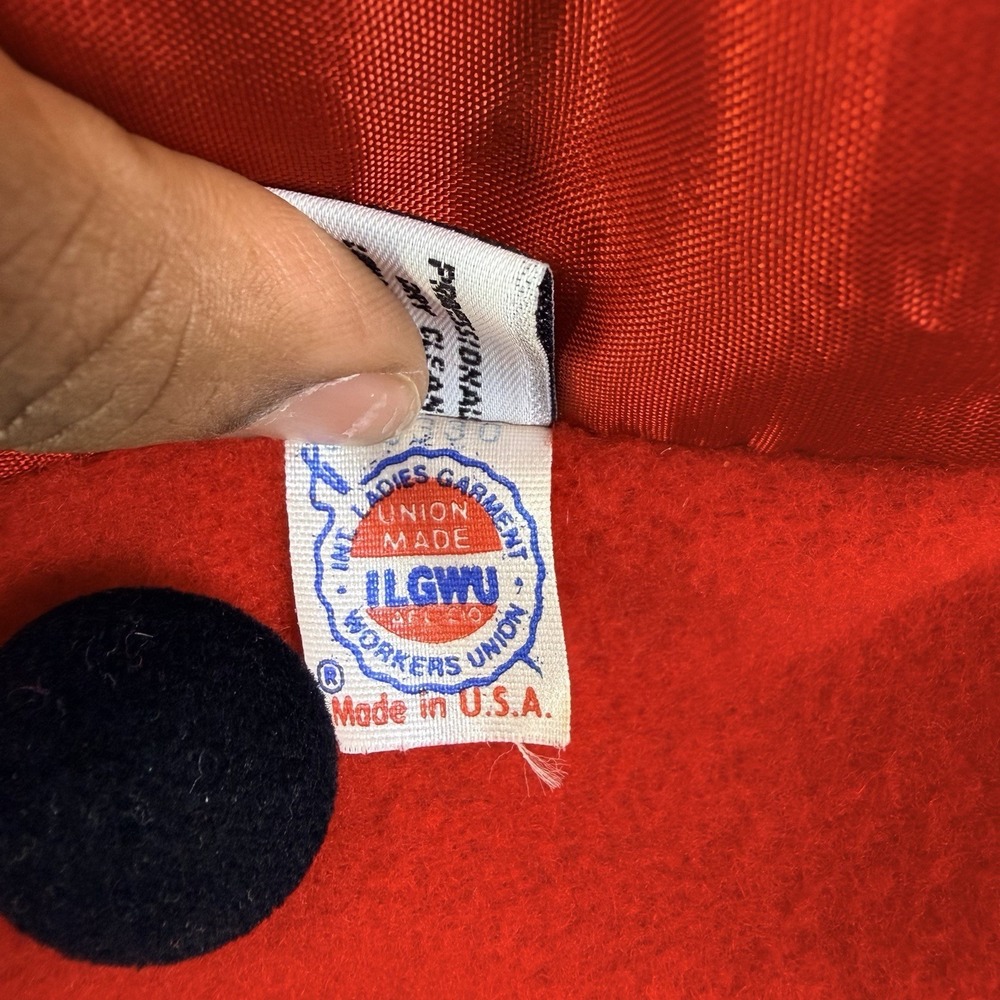 Vintage Rothschild Red Wool Coat ILGWU Union Made USA 3/4 Sleeve Size 10 - Picture 6 of 10